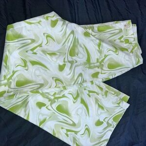 SHEIN Green and White Patterned Pants